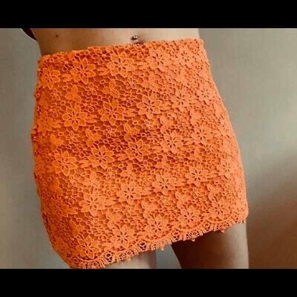 Topshop Dresses & Skirts - Topshop Orange Lace Mini Skirt Size US 8